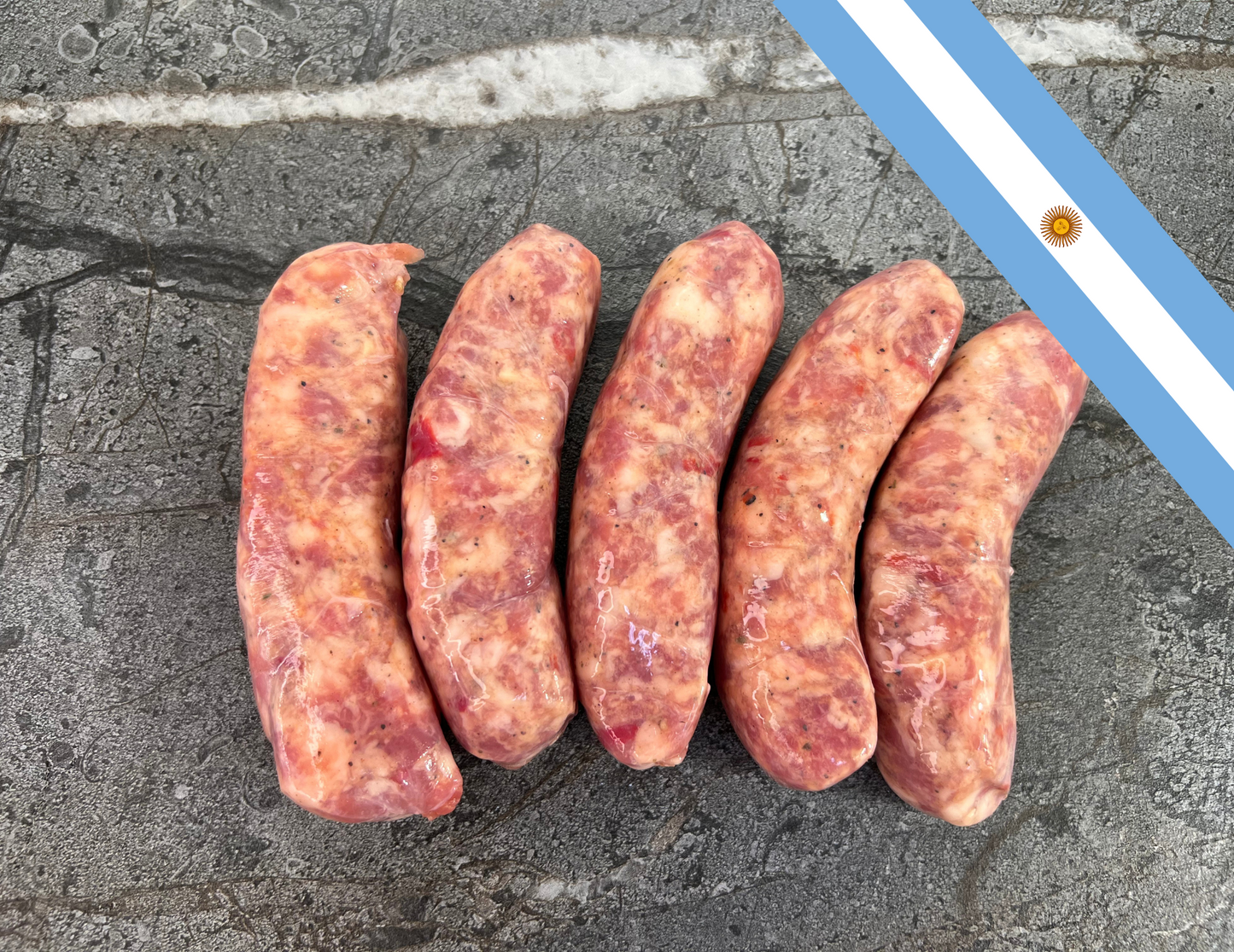 Pork Sausage with Red Bell Peppers and Cheese / Chorizo Puro de Cerdo con Morron y Queso Argentino