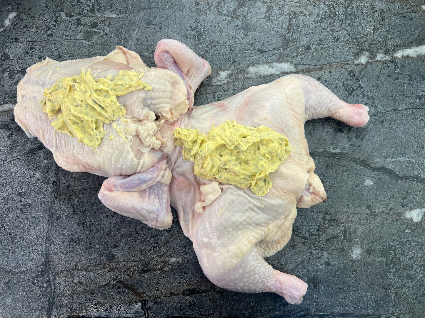 Bullfrog Chicken w Butter, Parsley and Garlic (Butterflied Whole Chicken)