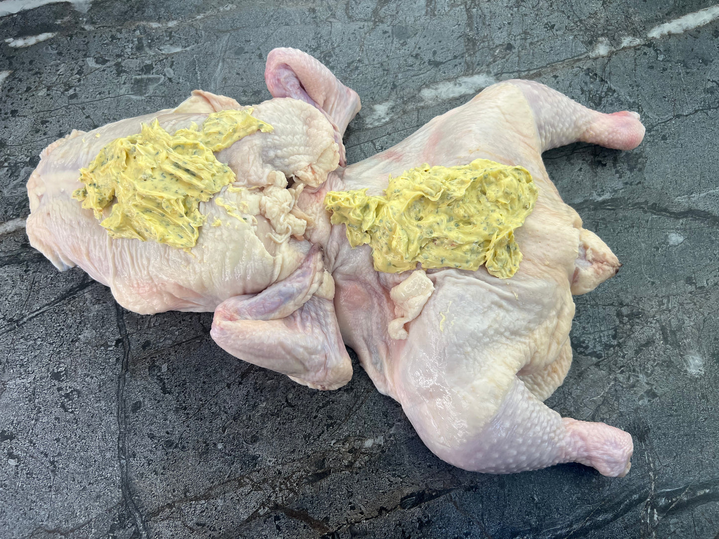 Bullfrog Chicken w Butter, Parsley and Garlic (Butterflied Whole Chicken)