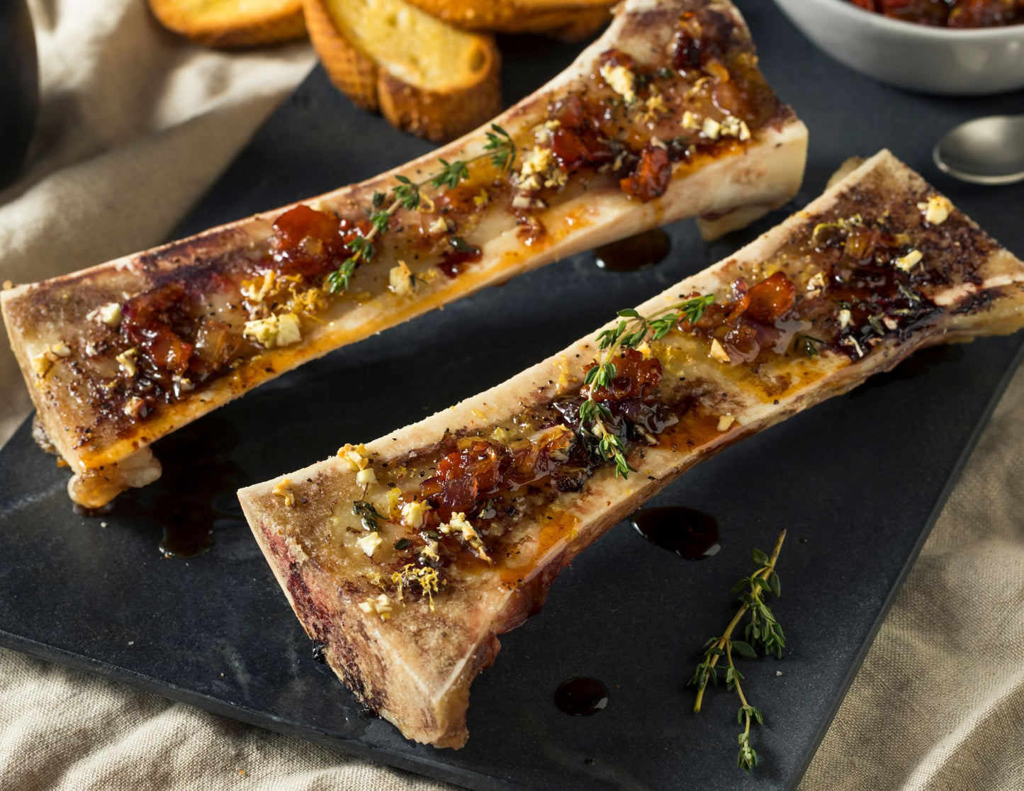 Bone Marrow/Femur Bone with Garlic and Parsley