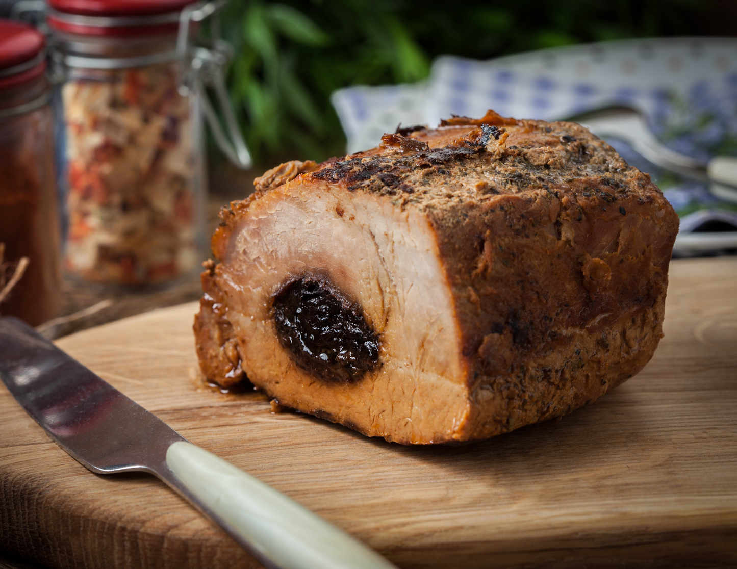 Pork Loin Roast Filled with Plum and Pineapple with BBQ