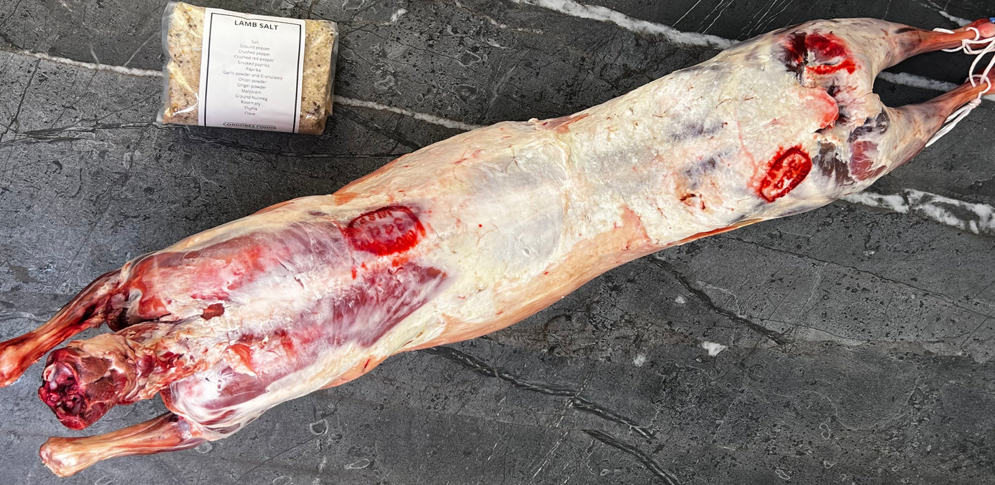 Whole Lamb Carcass With Salt Rub