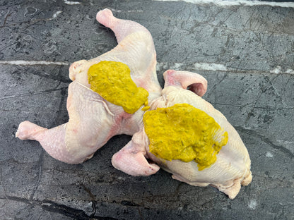 Bullfrog Chicken w Mustard, Rosemary and Thyme (Butterflied Whole Chicken)